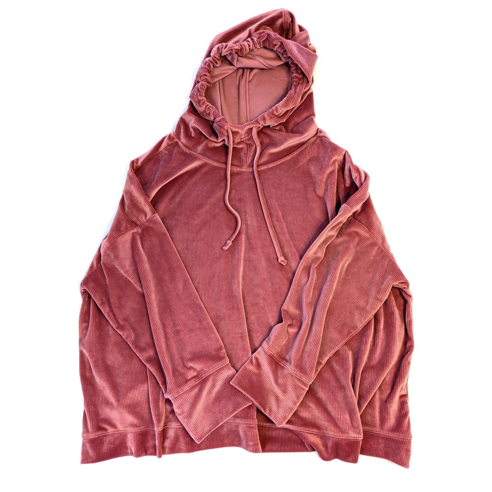 Como Blu Women Plus Size 4X Pink Ribbed Velour Hoodie Pullover CS12624WBLU